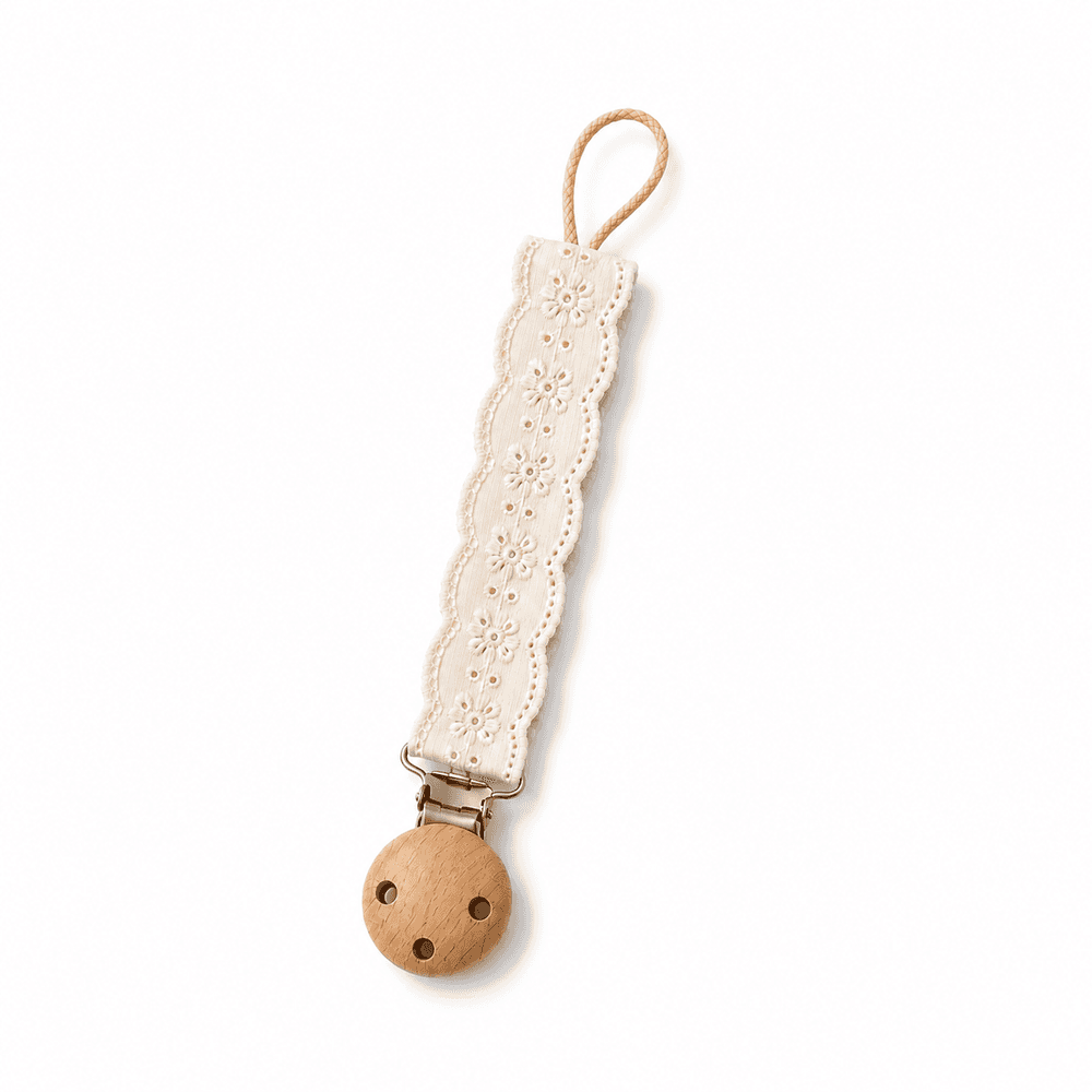 Lace Pacifier Clip – Cream