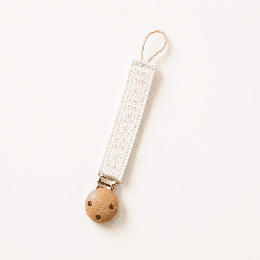 Lace Pacifier Clip – White