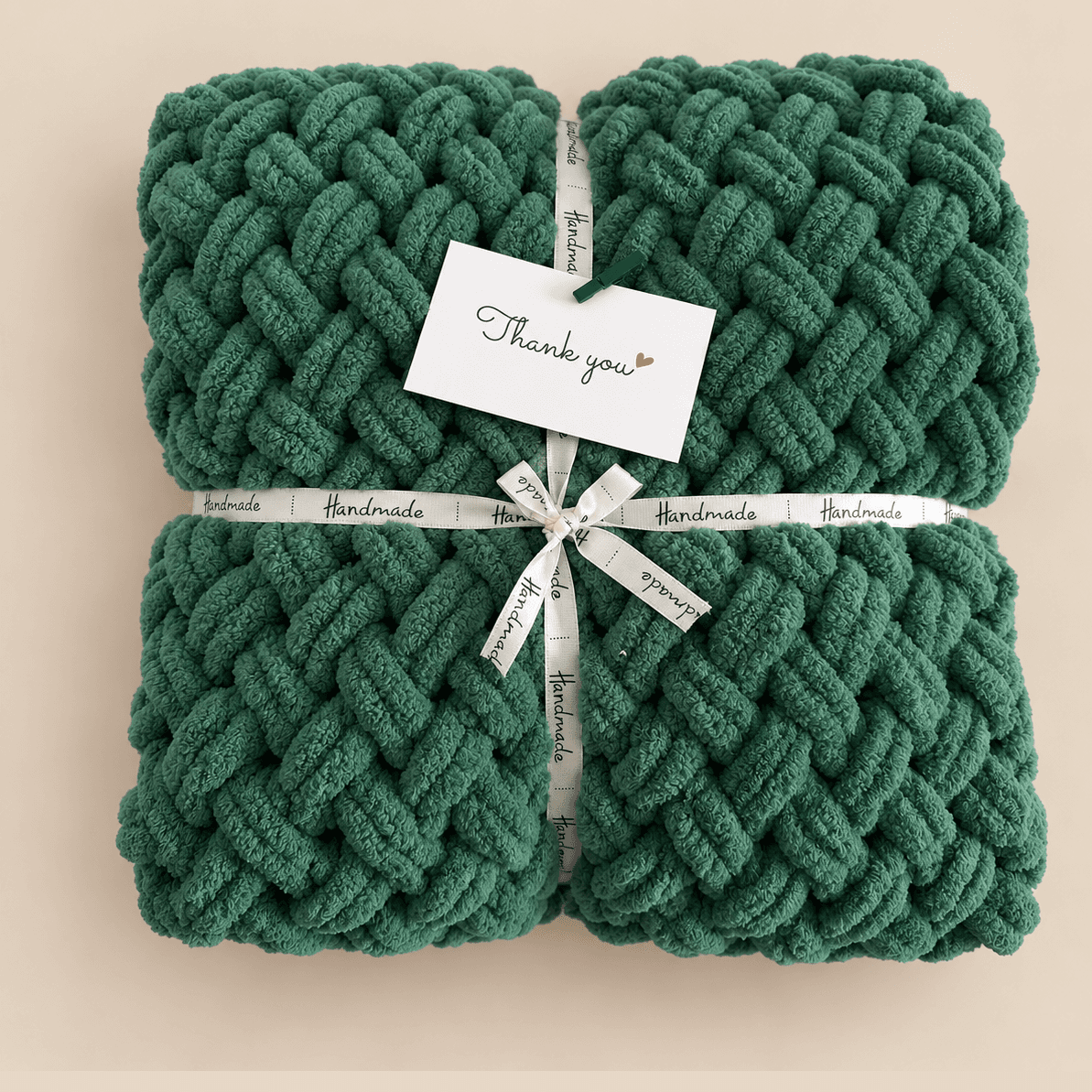 Chunky Hand-Knit Baby Blanket – Green