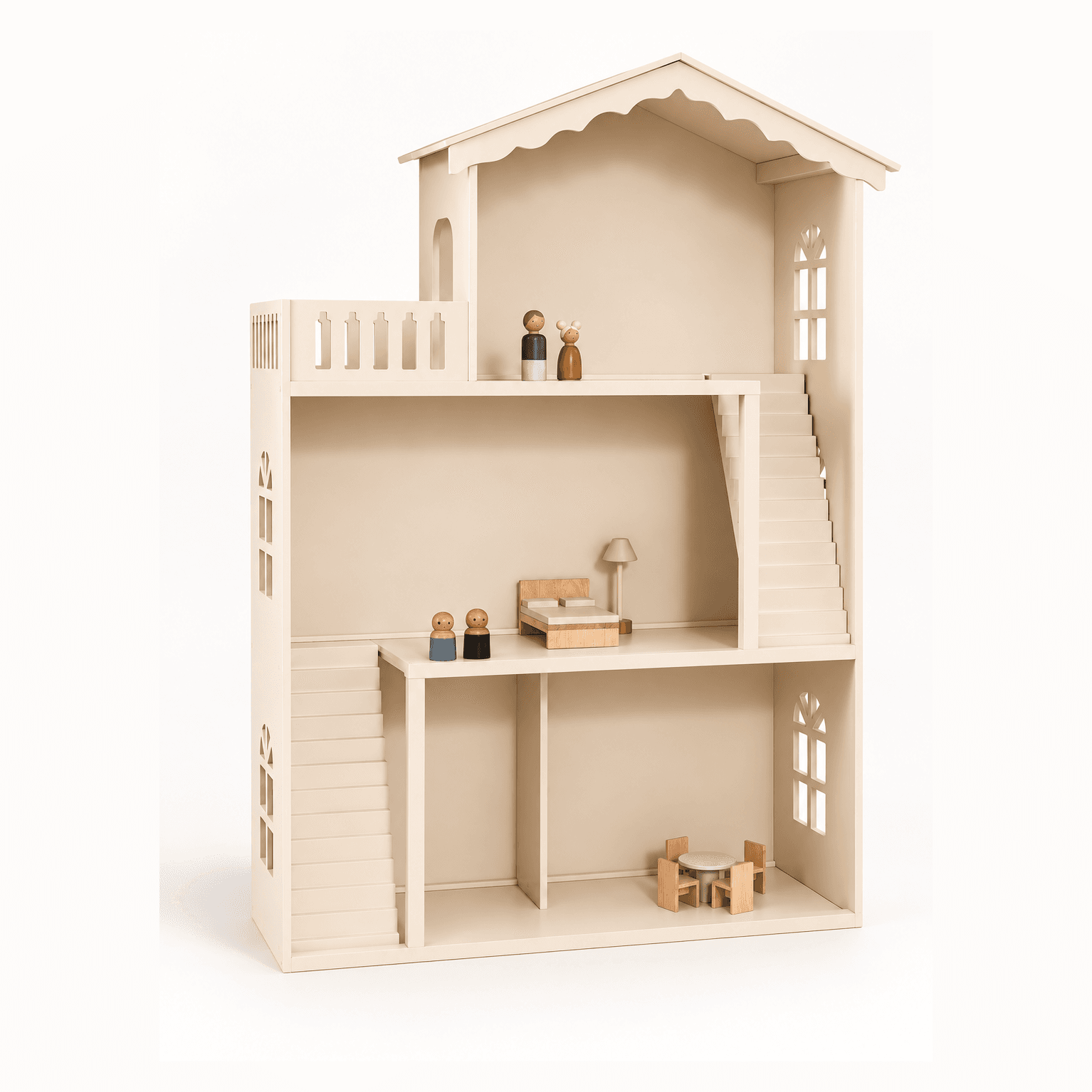 Wooden Dollhouse – Beige