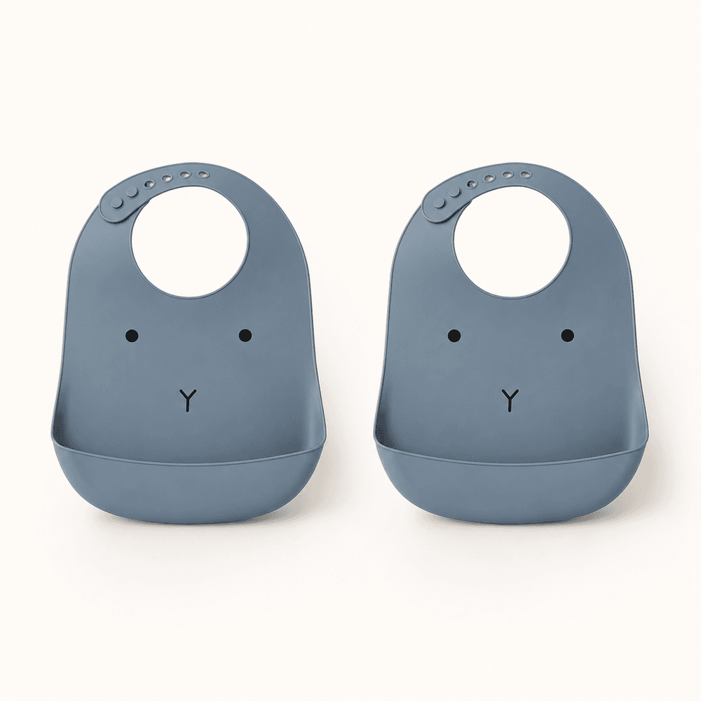 Silicone Bib 2-Pack – Rabbit Blue