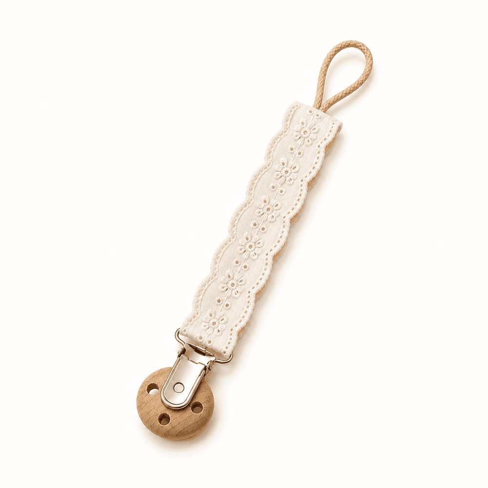 Lace Pacifier Clip – White