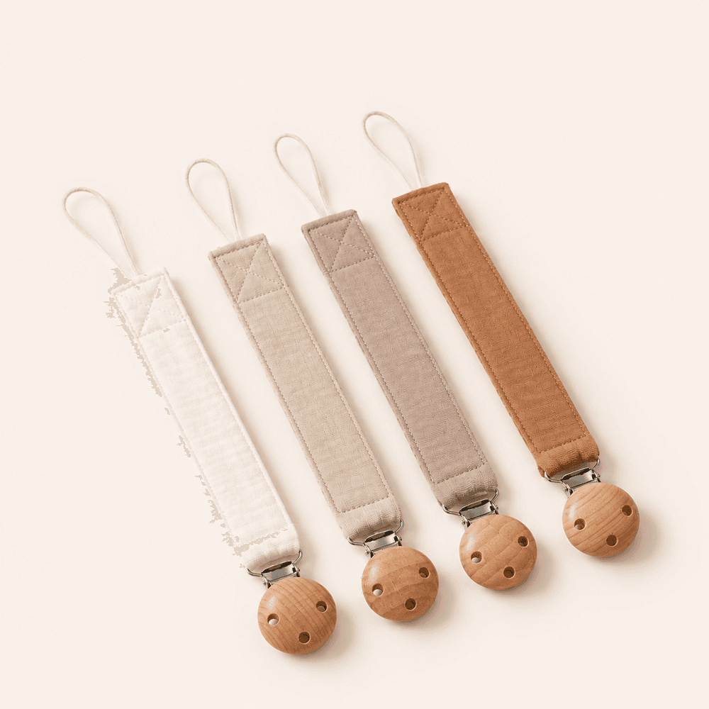 Pacifier Clip – Muslin & Wood (Natural)