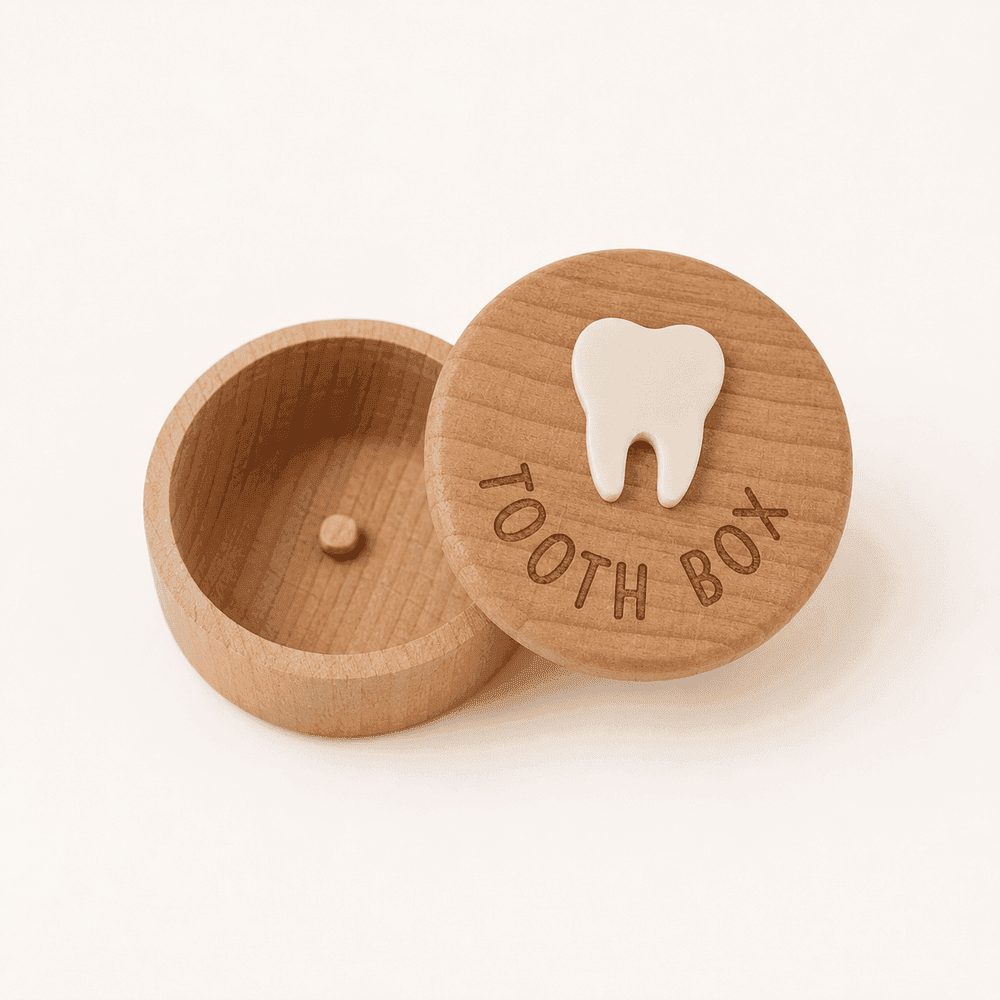 Round Wooden Tooth Box