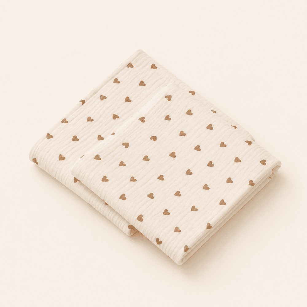 Muslin Swaddle Set – Heart (2 pcs)